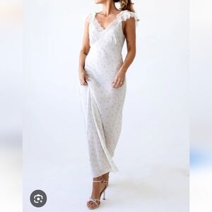 Rumored Frontier Maxi Dress English Garden Ivory Blue L